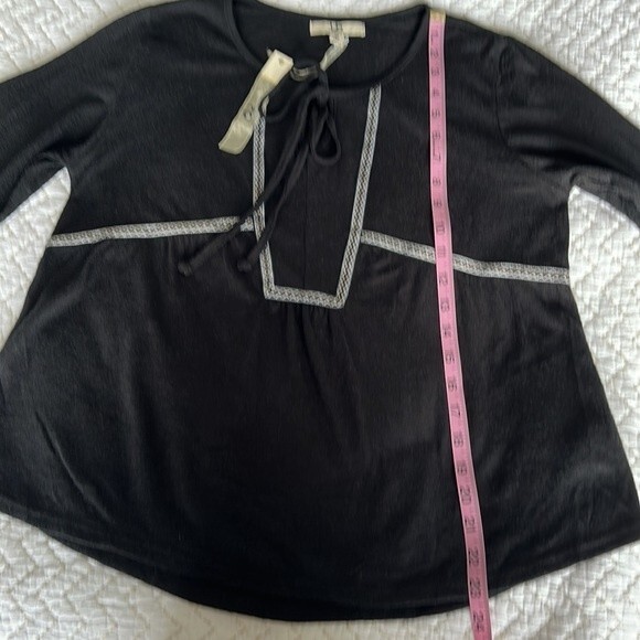 YA Los Angeles Boho Peasant Tassel Hem Trim Long Sleeve Cotton blend Top Size M - Picture 9 of 10